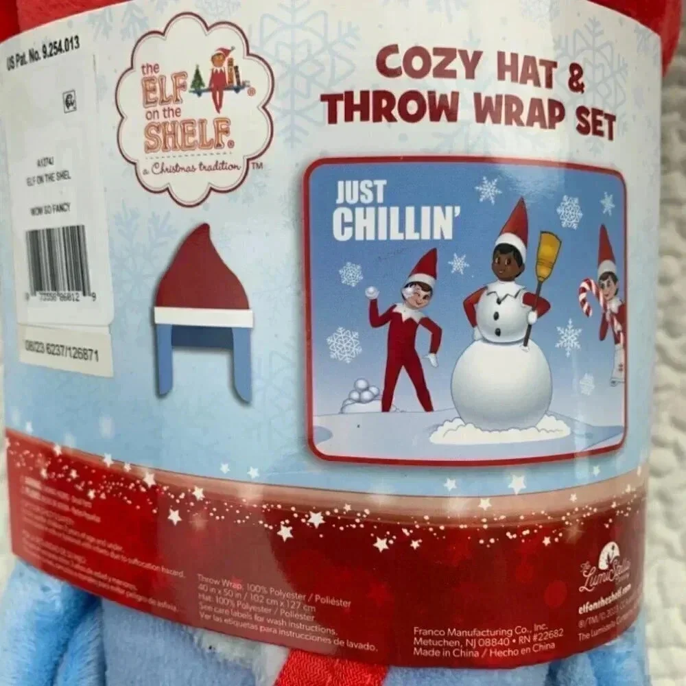Elf on the Shelf Cozy Hat& Throw Wrap Set